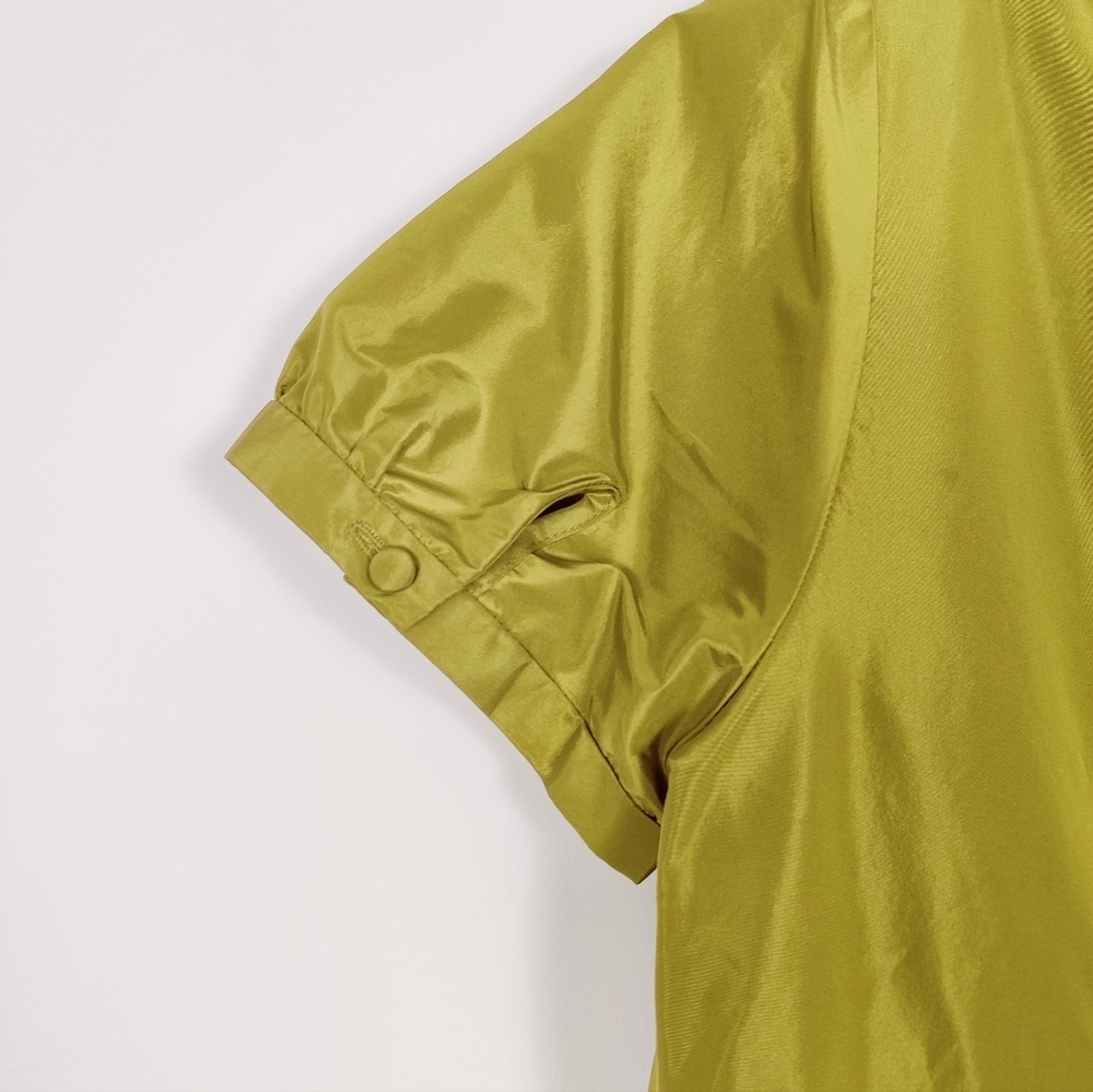 J. Crew Green Silk Wrap Dress with Ruffle Trim - Size 16 Evening Party Feminine - Picture 6 of 12